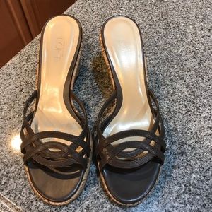 Ann Taylor loft cork wedges brown